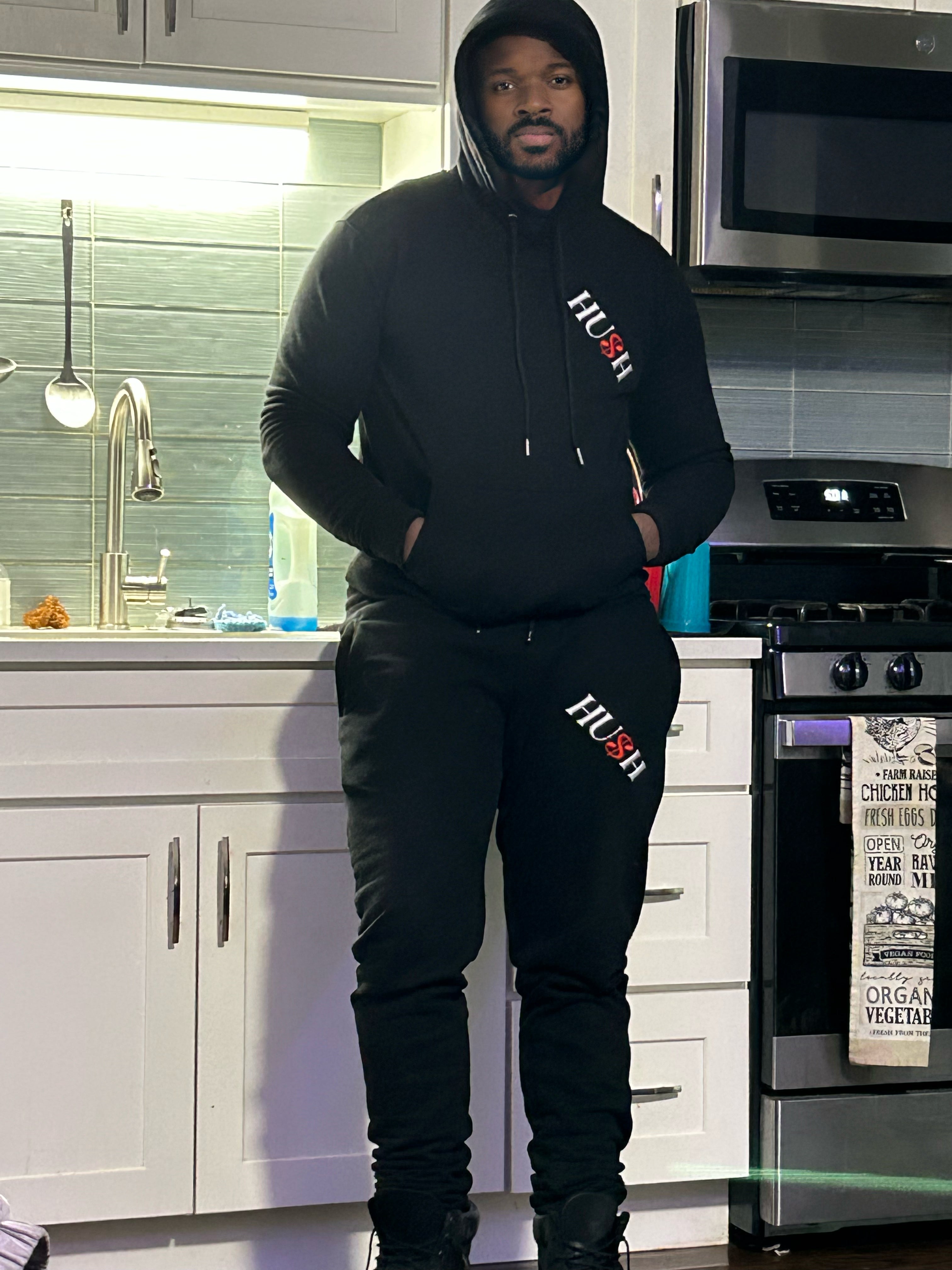 Black hoodie sale and sweatpants